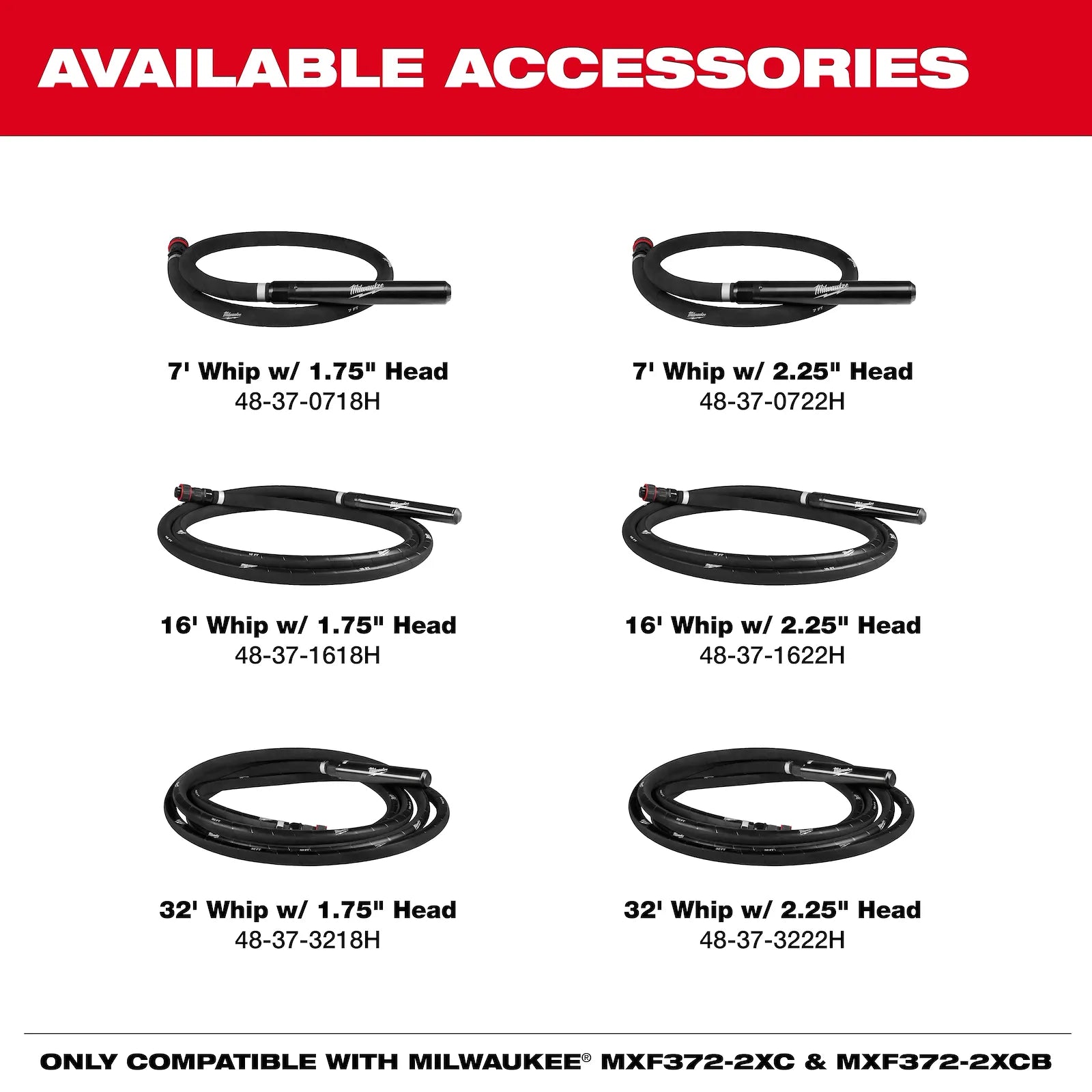 MX FUEL™ High Cycle Concrete Vibrator 7' Whip w/ 2.25" Head