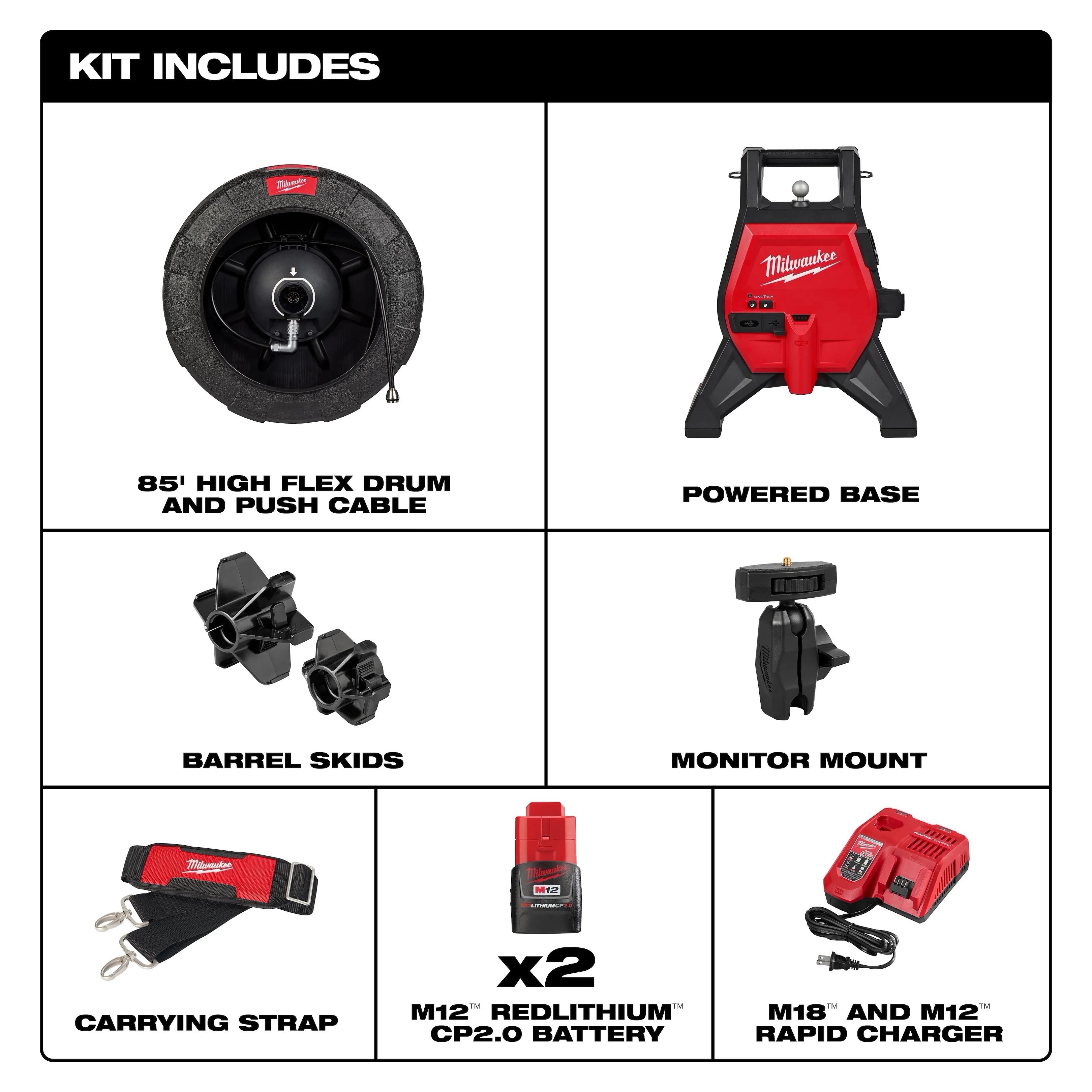 M12™ 85’ High Flex Compact Inspection Camera Kit