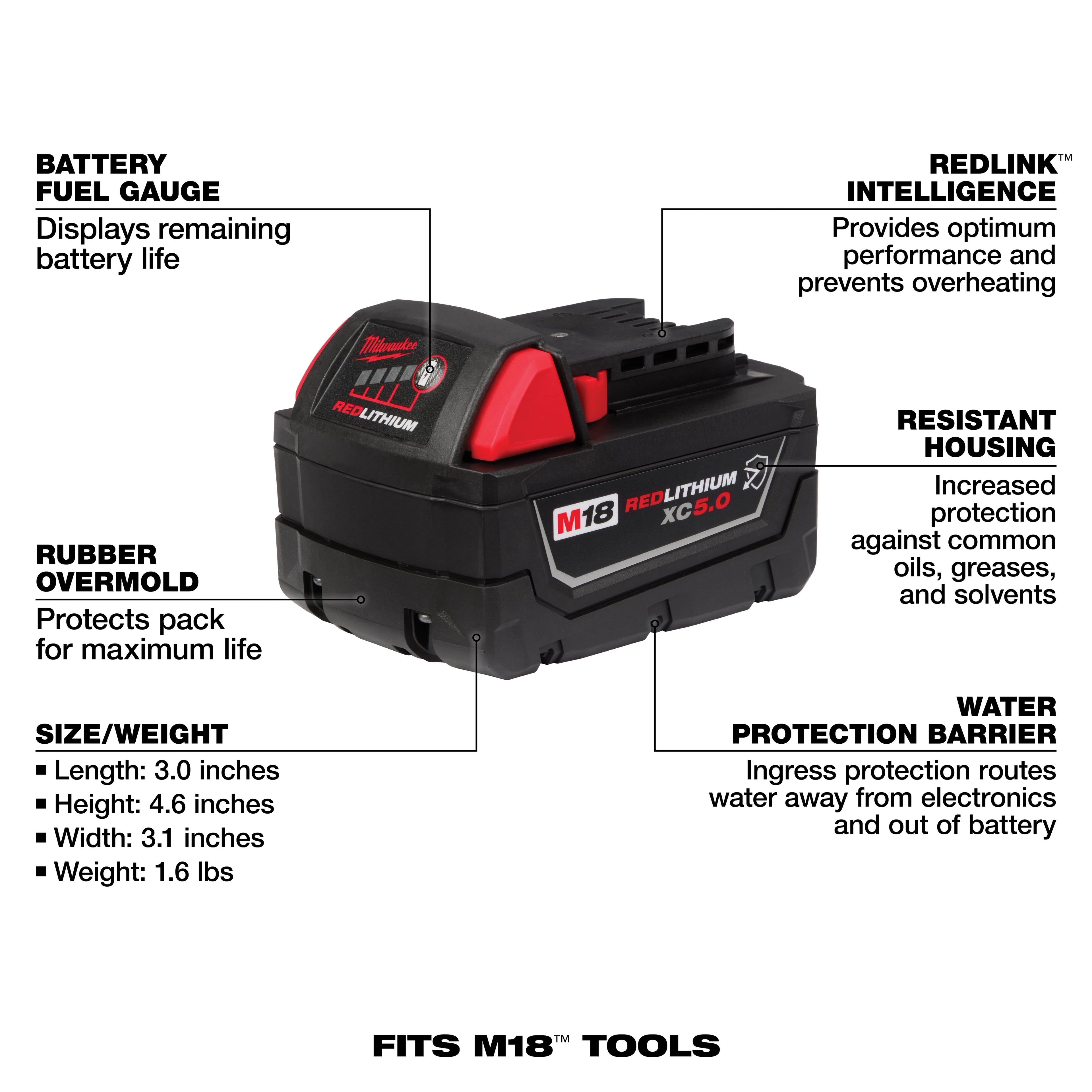 M18™ REDLITHIUM™ XC5.0 Resistant Battery