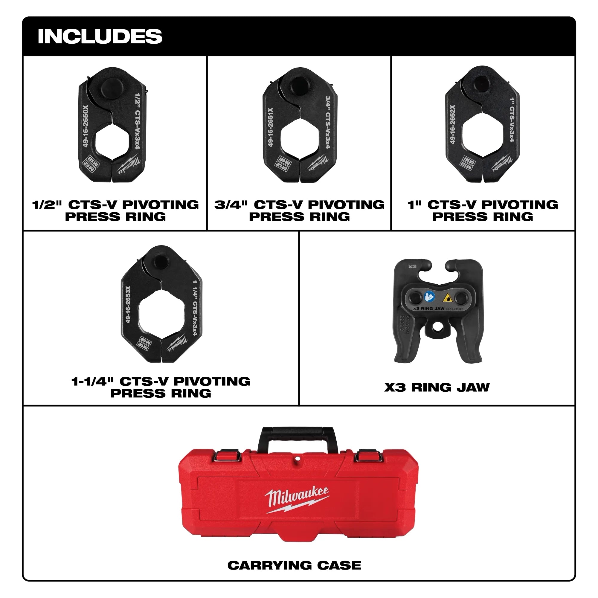 1/2" - 1-1/4" CTS-V Pivoting Press Ring Kit for M12™ FORCE LOGIC™ Press Tool