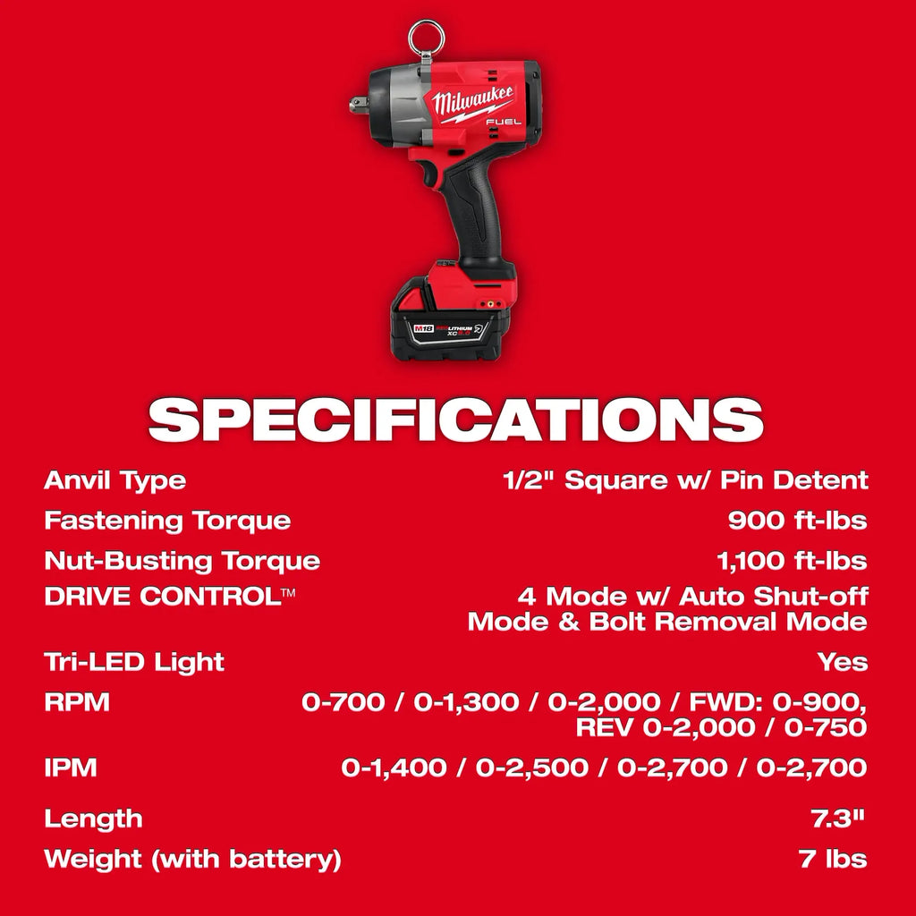M18 FUEL™ 1/2" High Torque Impact Wrench w/ Pin Detent