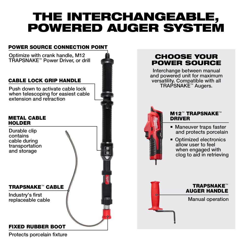 M12™ TRAPSNAKE™  4' Urinal Auger