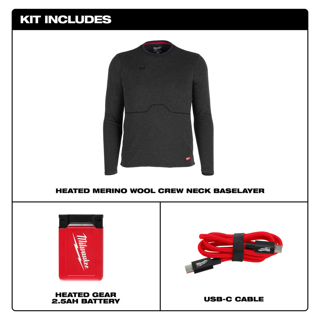Milwaukee® Heated Merino Wool Crew Neck Baselayer