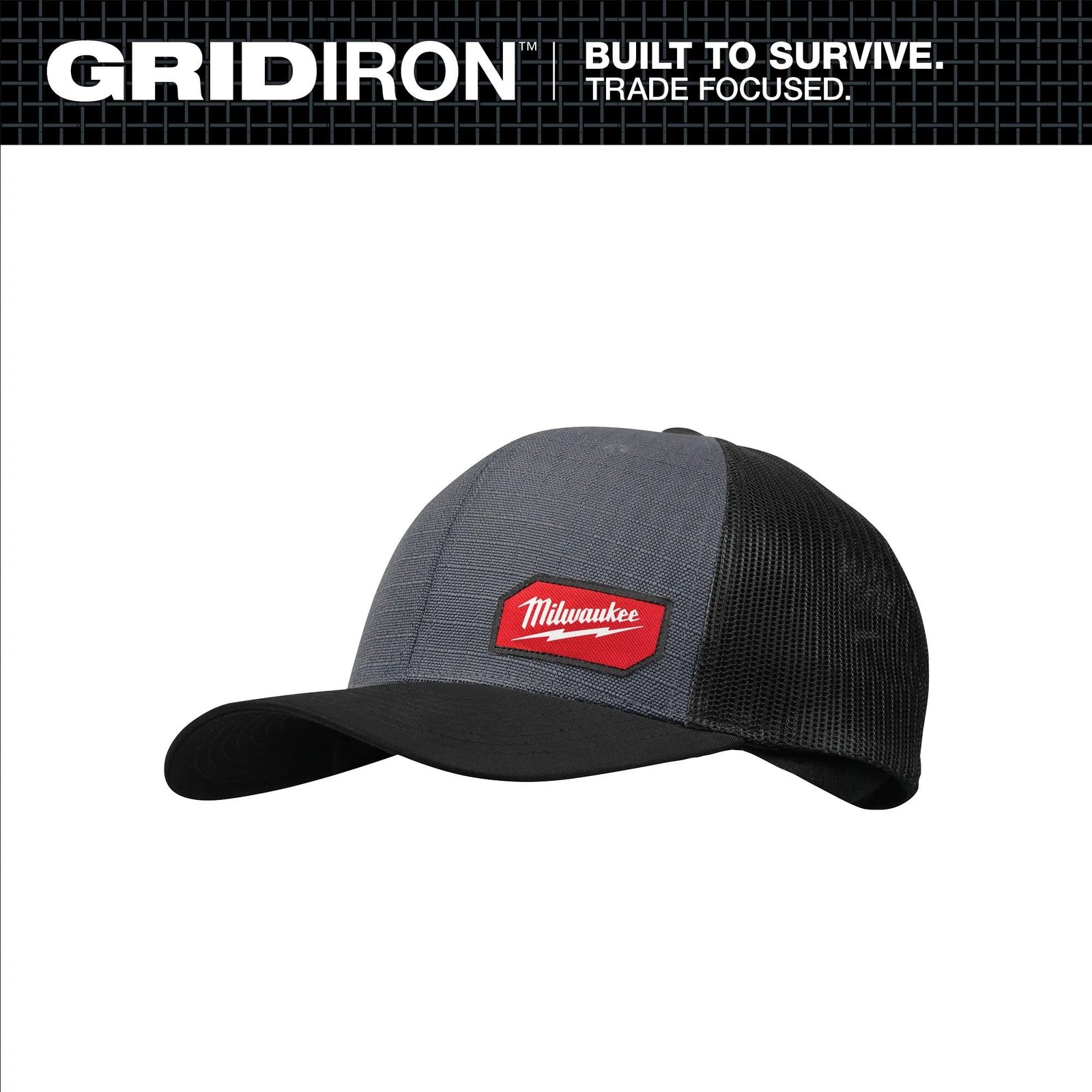 Milwaukee GRIDIRON Snapback Trucker Hat in gray